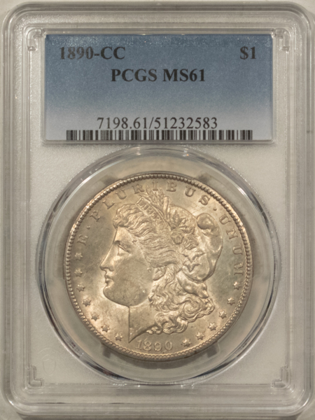 Dollars 1890-CC $1 MORGAN DOLLAR – PCGS MS-61, PREMIUM QUALITY! CARSON CITY! ORIGINAL!