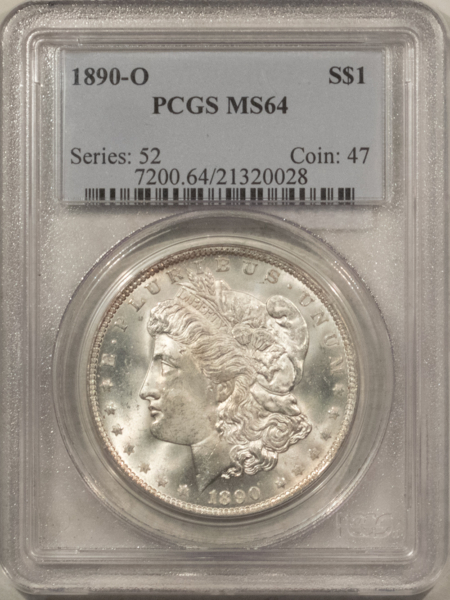 Dollars 1890-O $1 MORGAN DOLLAR – PCGS MS-64, SUPER PREMIUM QUALITY! LOOKS GEM!