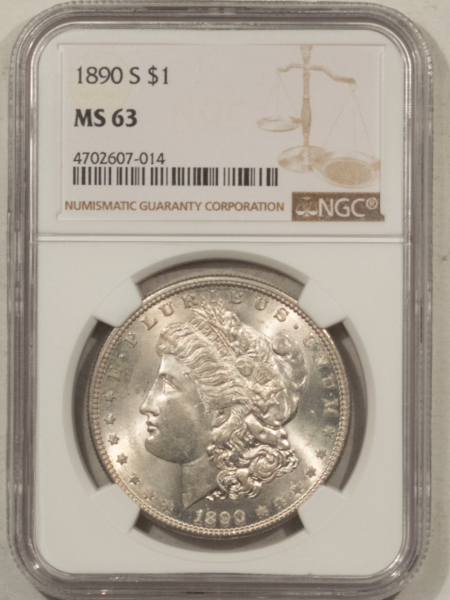 Dollars 1890-S $1 MORGAN DOLLAR – NGC MS-63