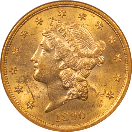 $20 1890-S $20 LIBERTY GOLD DOUBLE EAGLE – NGC MS-61, FLASHY & PQ, BETTER DATE