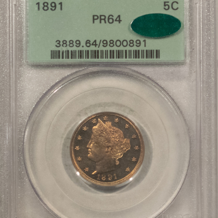 CAC Approved Coins 1891 PROOF LIBERTY NICKEL – PCGS PR-64, OLD GREEN HOLDER, PQ AND CAC APPROVED!