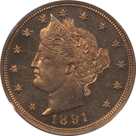 CAC Approved Coins 1891 PROOF LIBERTY NICKEL – PCGS PR-64, OLD GREEN HOLDER, PQ AND CAC APPROVED!