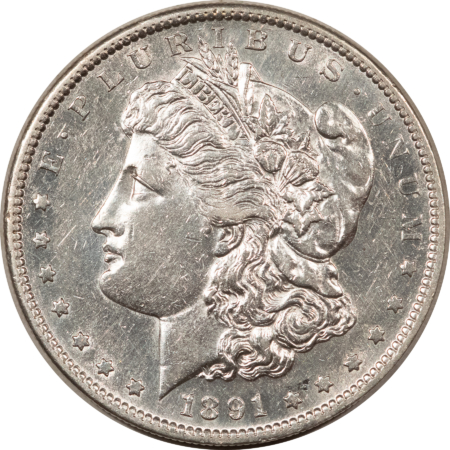 Dollars 1891-S $1 MORGAN DOLLAR – VIRTUALLY UNC DETAILS BUT CLEANED, BRIGHT!