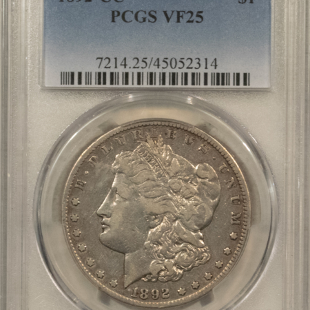 Dollars 1892-CC $1 MORGAN DOLLAR – PCGS VF-25, CARSON CITY!