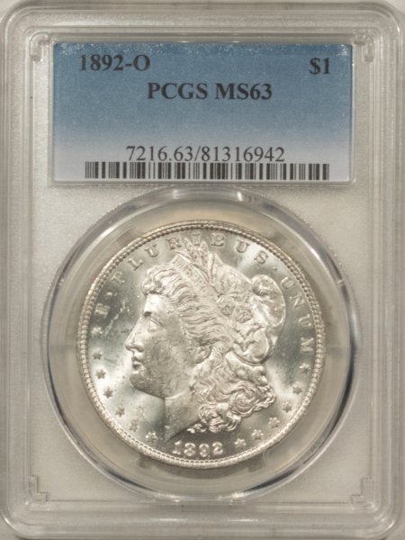 Dollars 1892-O $1 MORGAN DOLLAR – PCGS MS-63