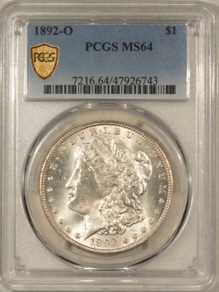 Dollars 1892-O $1 MORGAN DOLLAR – PCGS MS-64, BLAST WHITE!
