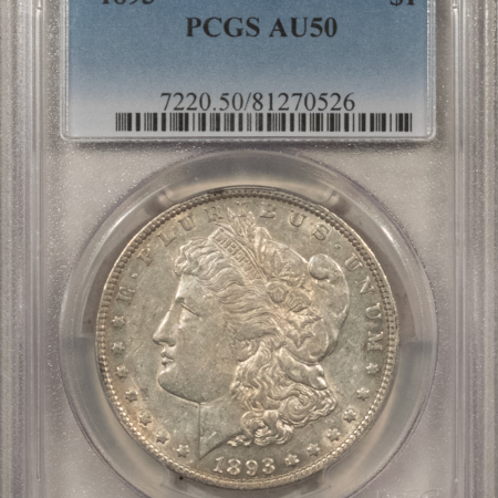 Dollars 1893 $1 MORGAN DOLLAR – PCGS AU-50, TOUGH DATE!