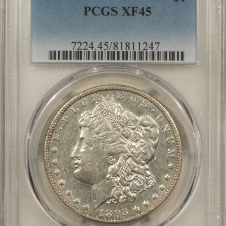 Dollars 1893-O $1 MORGAN DOLLAR – PCGS XF-45, WHITE W/ SOME LUSTER IN PROTECTED AREAS!