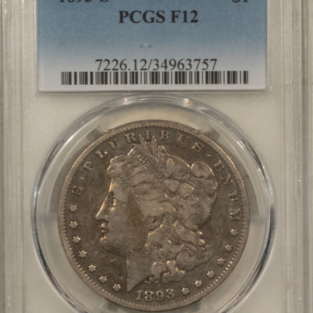 Dollars 1893-S $1 MORGAN DOLLAR – PCGS F-12, KEY-DATE!
