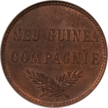 New Certified Coins 1894-A GERMAN NEW GUINEA 1 PFENNIG – NGC MS-64 RB, KM-1, LOW MINTAGE, SCARCE