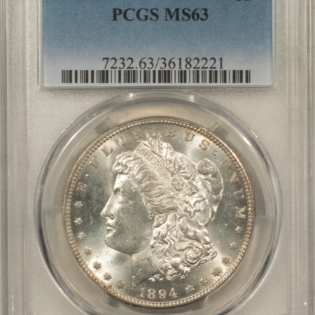 Dollars 1894-S $1 MORGAN DOLLAR – PCGS MS-63, BLAZING WHITE & CHOICE!