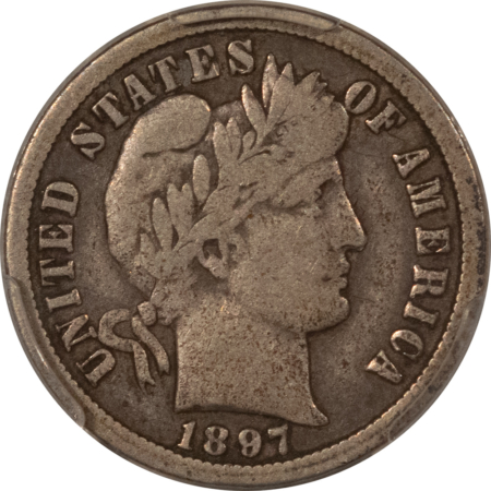 Barber Dimes 1897-O BARBER DIME – PCGS F-15, TOUGH NEW ORLEANS SEMI-KEY DATE!