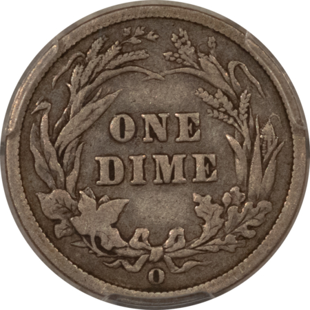 Barber Dimes 1897-O BARBER DIME – PCGS F-15, TOUGH NEW ORLEANS SEMI-KEY DATE!