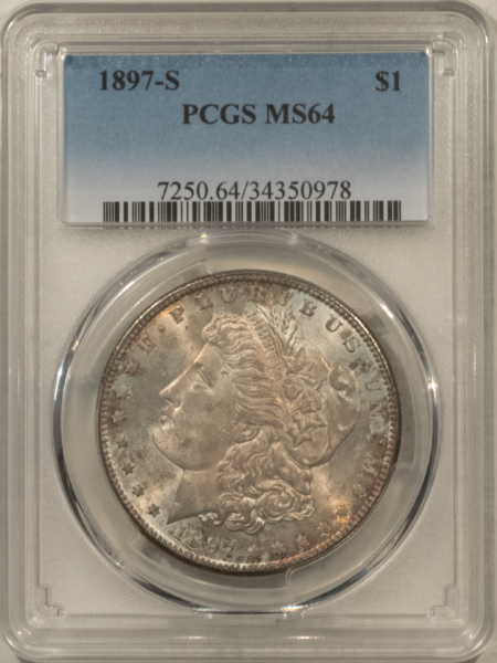 Dollars 1897-S $1 MORGAN DOLLAR – PCGS MS-64, PREMIUM QUALITY!