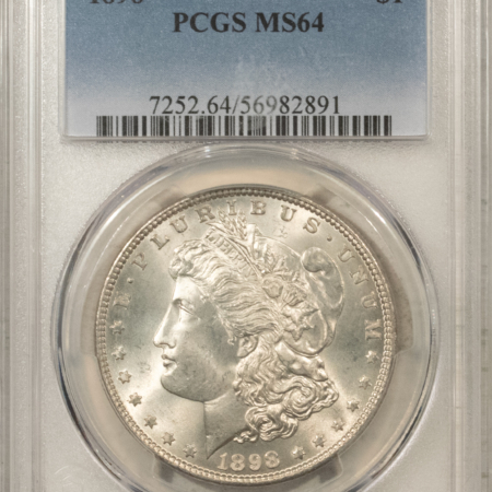 Dollars 1898 $1 MORGAN DOLLAR – PCGS MS-64, LOOKS GEM+! CLEAN CHEEK!