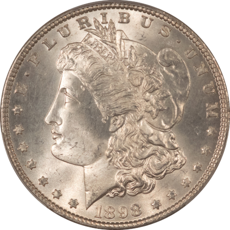 Dollars 1898 $1 MORGAN DOLLAR – PCGS MS-64, LOOKS GEM+! CLEAN CHEEK!