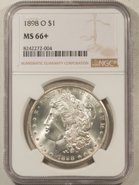 Dollars 1898-O $1 MORGAN DOLLAR – NGC MS-66+, SUPER PREMIUM QUALITY! HEADLIGHT!