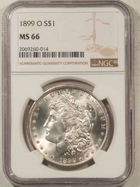 Dollars 1899-O $1 MORGAN DOLLAR – NGC MS-66, SUPER PREMIUM QUALITY!