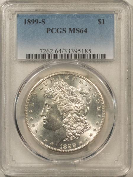 Dollars 1899-S $1 MORGAN DOLLAR – PCGS MS-64 BLAST WHITE & WELL-STRUCK