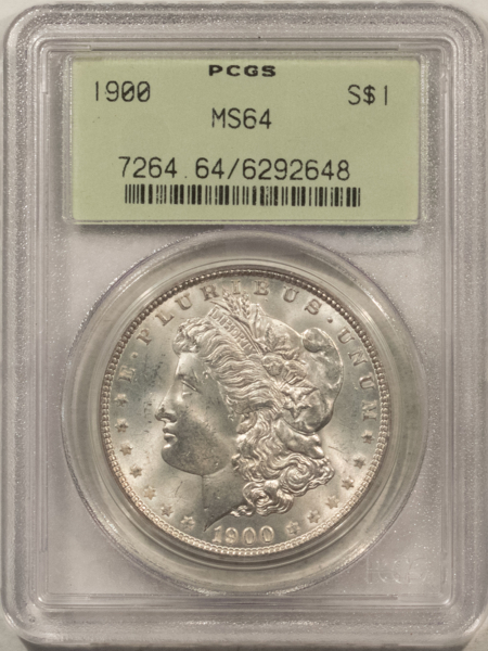 Dollars 1900 $1 MORGAN DOLLAR – PCGS MS-64, OLD GREEN HOLDER & PREMIUM QUALITY!