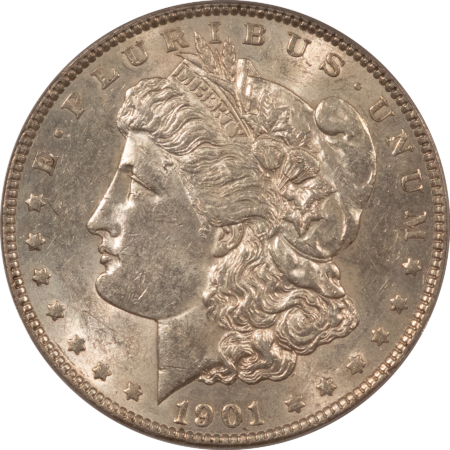 Dollars 1901 $1 MORGAN DOLLAR – PCGS AU-55, OLD GREEN HOLDER & PREMIUM QUALITY!