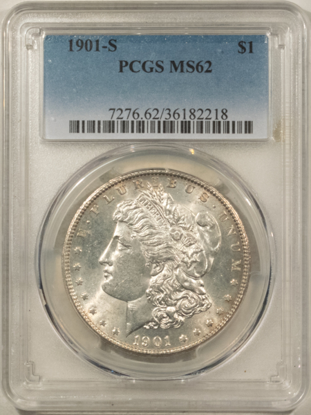 Dollars 1901-S $1 MORGAN DOLLAR – PCGS MS-62, WHITE, TOUGH DATE!