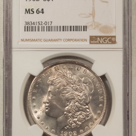 Dollars 1902 $1 MORGAN DOLLAR – NGC MS-64, FRESH WHITE & NICE!