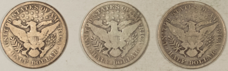Barber Halves 1902 1907-O 1908-O BARBER HALF DOLLARS, LOT OF 3 – PLEASING CIRCULATED EXAMPLES!