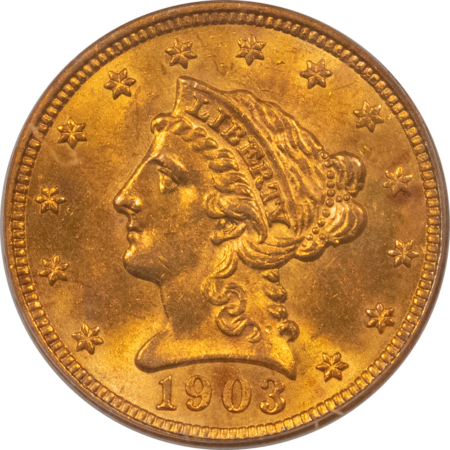 $2.50 1903 $2.50 LIBERTY HEAD QUARTER EAGLE – PCGS MS-63, OLD GREEN HOLDER!