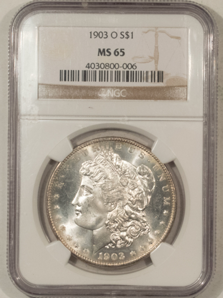 Dollars 1903-O $1 MORGAN DOLLAR – NGC MS-65, FROSTY WHITE SEMI-PROOFLIKE GEM! TOUGH!
