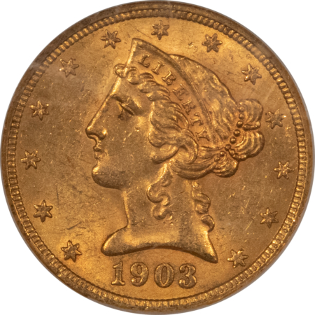 $5 1903-S $5 LIBERTY GOLD HALF EAGLE – NGC MS-62