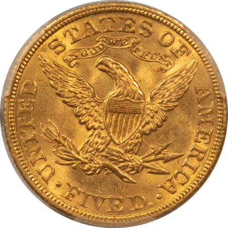 $5 1904 $5 LIBERTY HEAD HALF EAGLE – PCGS MS-64, LUSTROUS & FRESH, GOLD SHIELD!