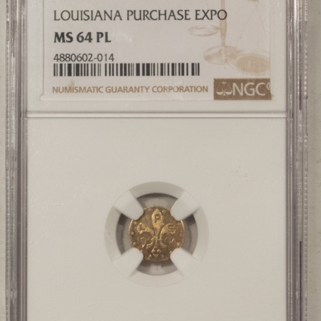 New Certified Coins 1904 MO H-61-330 GOLD 1/2 LOUISIANA PURCHASE EXPO COMMEM – NGC MS-64 PL, SCARCE!