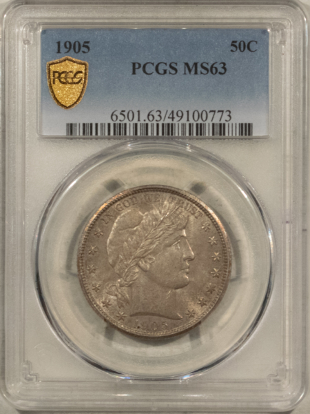 Barber Halves 1905 BARBER HALF DOLLAR – PCGS MS-63, ORIGINAL AND TOUGH!