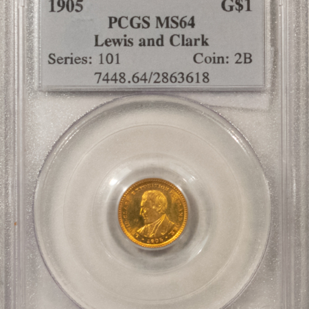 Early Commems 1905 $1 LEWIS & CLARK GOLD COMMEMORATIVE – PCGS MS-64, PREMIUM QUALITY!