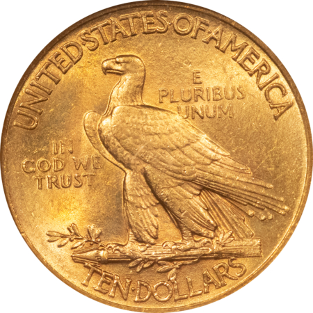 $10 1908 $10 INDIAN GOLD EAGLE, MOTTO – NGC MS-62, NICE, SMOOTH, LOW MINTAGE!