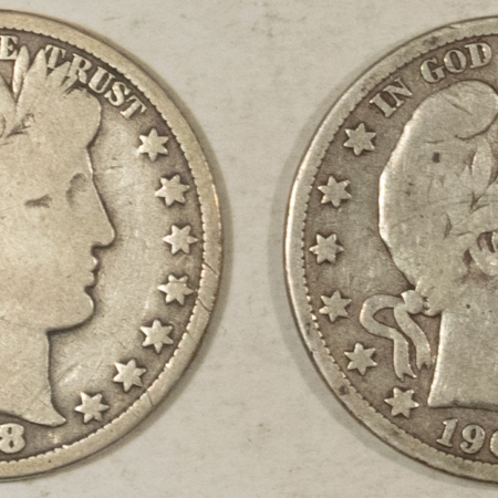 Barber Halves 1908-O BARBER HALF DOLLARS, LOT OF 2 – FULL VG/VG+