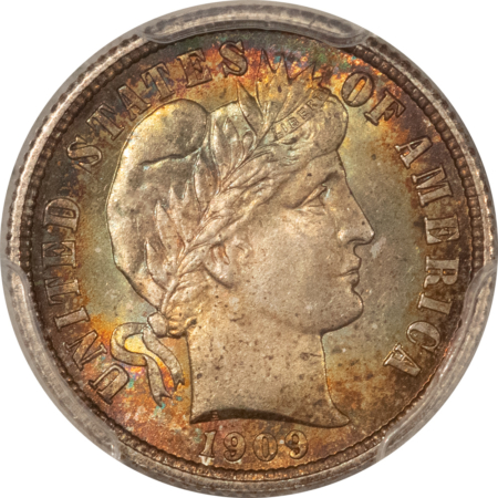 Barber Dimes 1909 BARBER DIME – PCGS MS-66, REALLY PRETTY, SUPERB GEM!