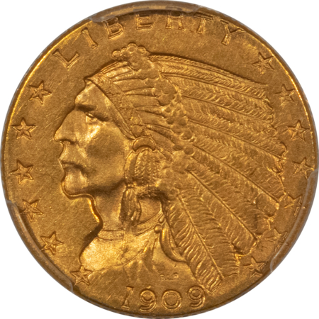 $2.50 1909 $2.50 INDIAN GOLD QUARTER EAGLE – PCGS MS-61