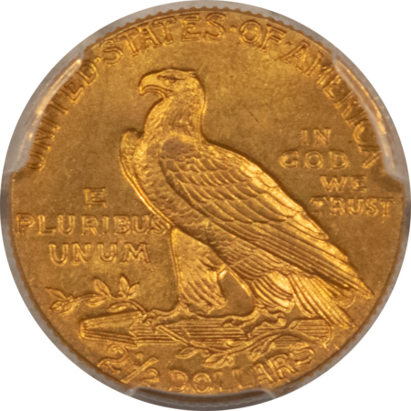 $2.50 1909 $2.50 INDIAN GOLD QUARTER EAGLE – PCGS MS-63, TOUGH & CHOICE!