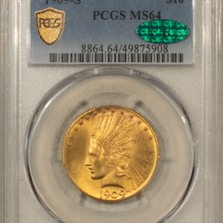 $10 1909-S $10 INDIAN GOLD EAGLE PCGS MS-64 SUPER PQ! AMAZING QUALITY! CAC APPROVED!