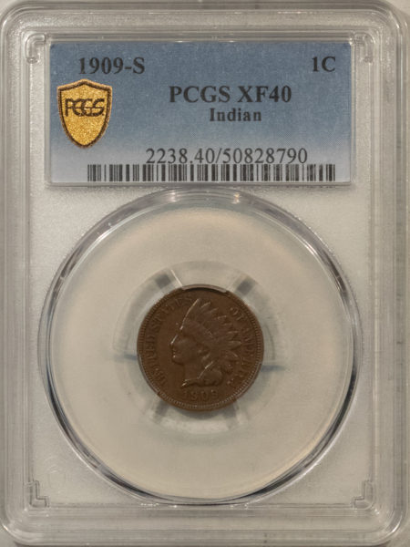 Indian 1909-S INDIAN CENT – PCGS XF-40, SHARP DETAIL & ATTRACTIVE!