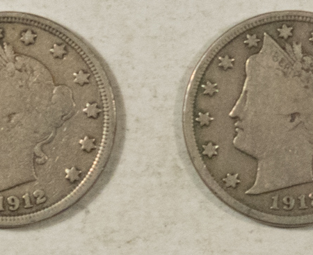 Liberty Nickels 1910 1912 1912-D X2 – LIBERTY NICKELS, LOT OF 4 – PLEASING CIRCULATED EXAMPLES!