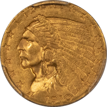 $2.50 1910 $2.50 INDIAN GOLD QUARTER EAGLE – PCGS MS-62