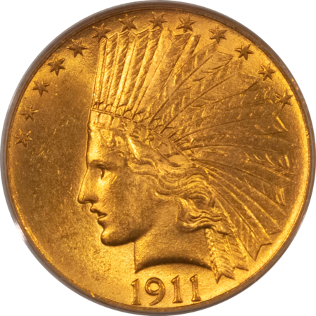 $10 1911 $10 INDIAN GOLD EAGLE – PCGS MS-64, OLD GREEN HOLDER & PREMIUM QUALITY!