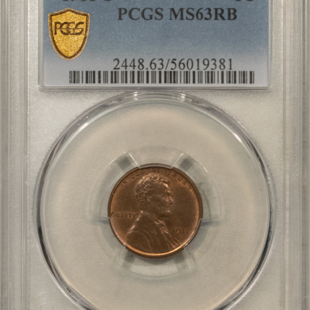 Lincoln Cents (Wheat) 1911-S LINCOLN CENT – PCGS MS-63 RB CHOICE, BETTER DATE!