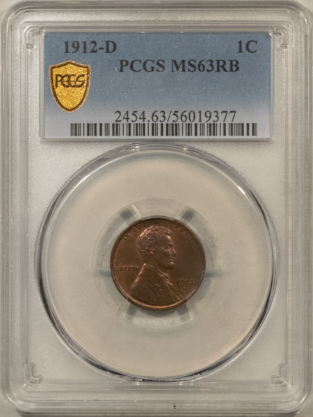 Lincoln Cents (Wheat) 1912-D LINCOLN CENT – PCGS MS-63 RB ATTRACTIVE & CHOICE!