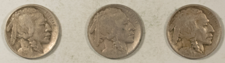 Buffalo Nickels 1913 TY I BUFFALO NICKELS, LOT OF 3 – DECENT CIRCULATED!