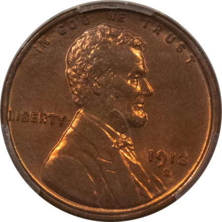 Lincoln Cents (Wheat) 1913-S LINCOLN CENT – PCGS MS-65 RD, SCARCE!