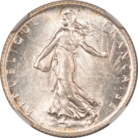 New Certified Coins 1914 FRANCE 1 FRANC SILVER – NGC MS-64, FLASHY & NEAR GEM, KM-844.1